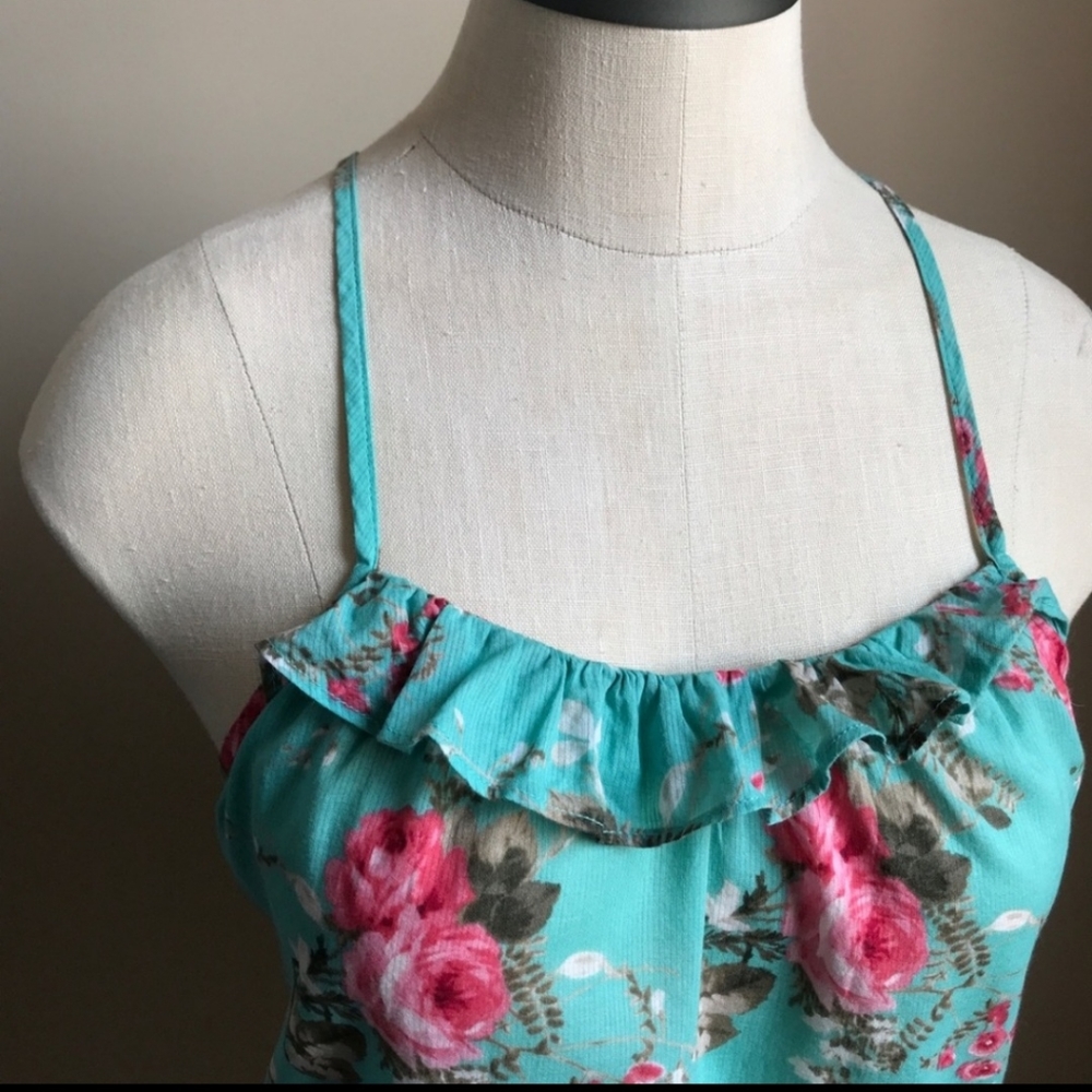 Mossimo Supply Womens Green Jade Floral Racerback Babydoll Tank Top Size XXL NWT